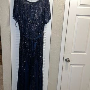 R&m Richards Long Sequins Midnight navy dress worn once very good condition